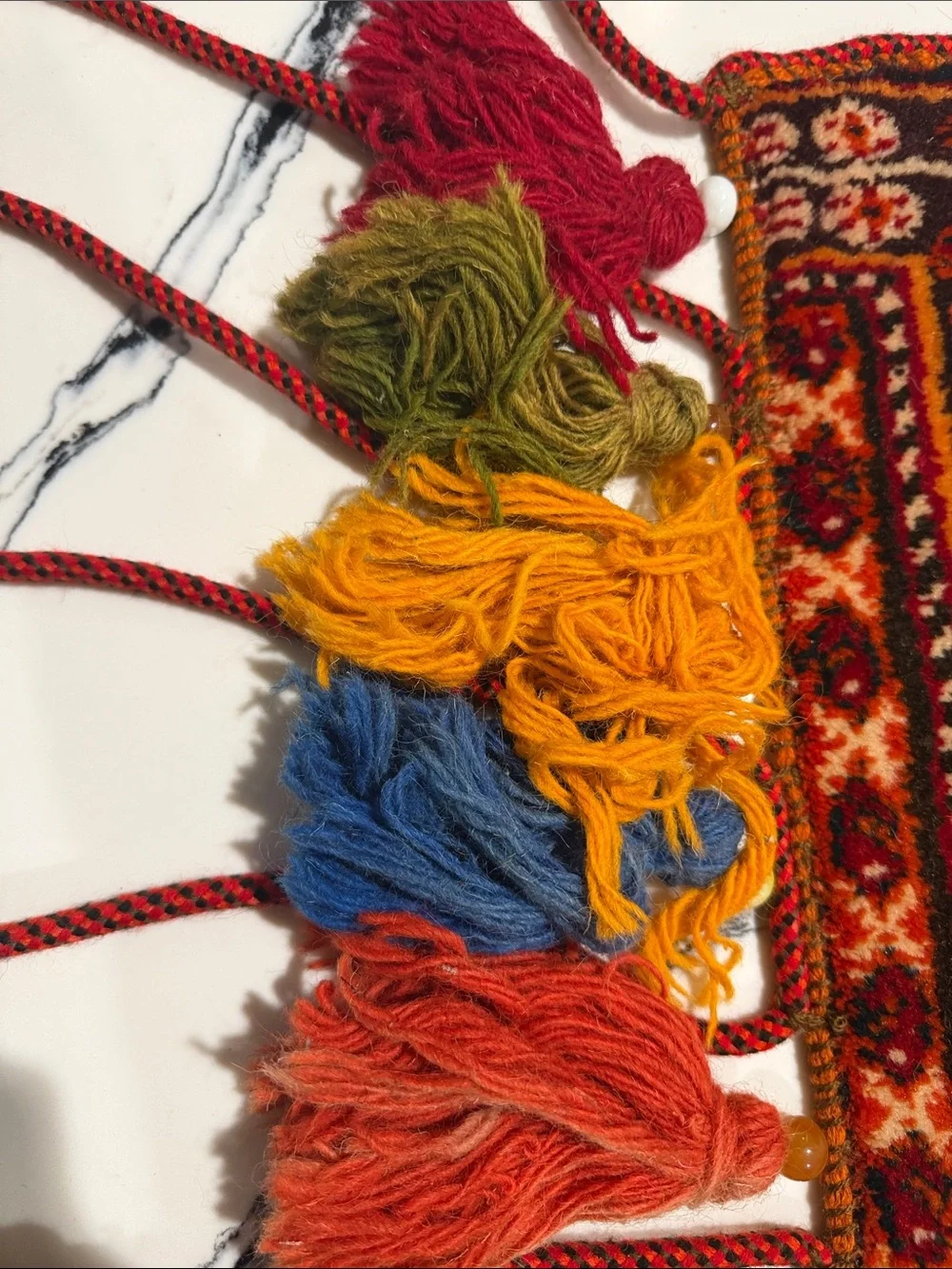 Vintage Persian Tribal Handwoven Textile / Wall Hanging with Tassels